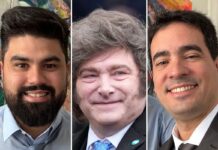 Milei apareció en un evento con los dos nuevos funcionarios del Gobierno y con el hijo de Milton Friedman