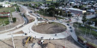 Jaldo supervisó la nueva rotonda de Alberdi e inauguró pavimento e iluminación